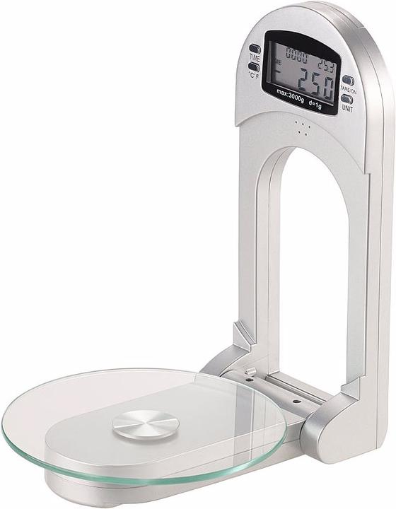 Rosenstein & Söhne bilancia da parete: Bilancia da cucina digitale da parete, pieghevole, timer, capacità di carico di 3 kg (bilancia da cucina da parete