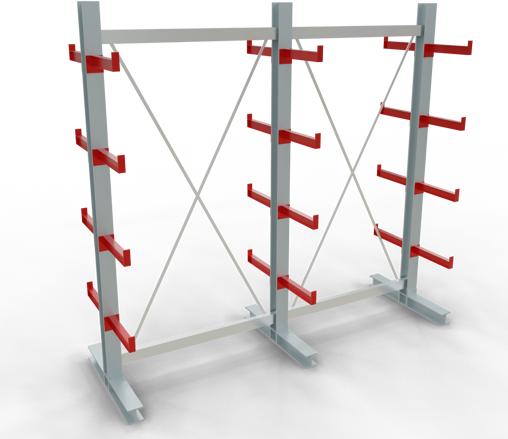 Produktbild Schulte Lagertechnik K 3000 Kragarm-Komplettregal 3 Ständer - 2-seitig