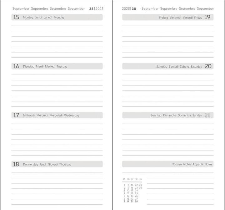Image du produit Simplex Ladytimer agenda de poche 2025 40523.25 1W/2S gris clair ML 8.3x15.4cm (8,7 x 15,3 cm, Allemand)