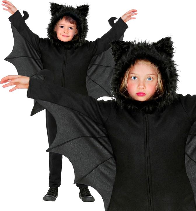 Image du produit Widmann Costume de chauve-souris pour enfants : Poncho avec capuche (140)