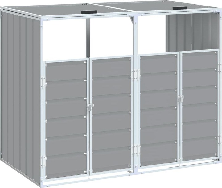 Produktbild VidaXL Mülltonnenbox für 2 Tonnen Grau 144x81x113 cm Stahl