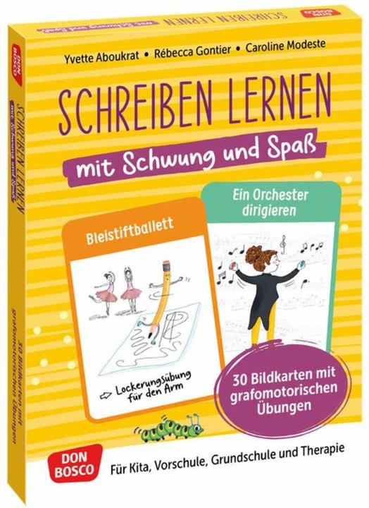 Schreiben lernen mit Schwung und Spass. 30 Bildkarten mit graphomotorischen Übungen (Tedesco, Caroline Modeste, Rébecca Gontier, Yvette Aboukrat, 2023)
