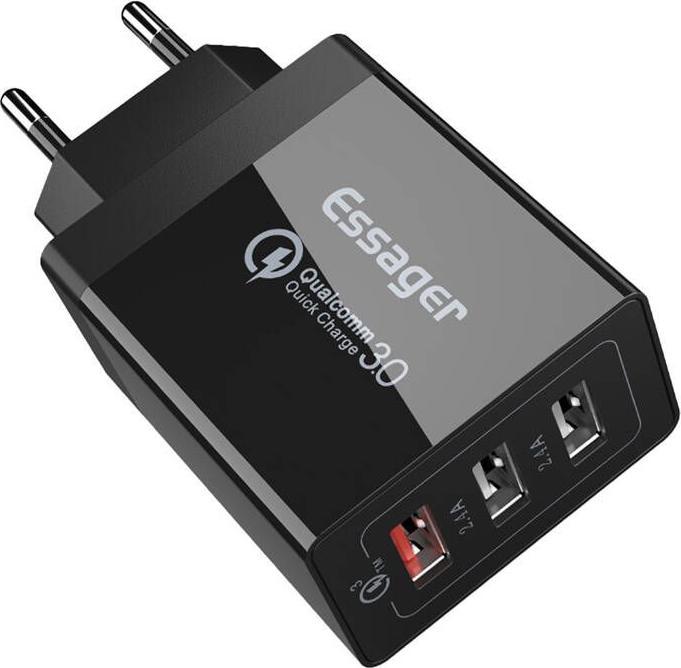Actual product image Essager Wall charger ECTQC3-FBB01 3xUSB 30W (black) (30 W, 3 ports)