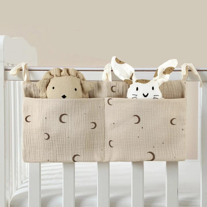 Alopini Baby Bett Aufbewahrungstasche Doppeltasche Bett Nachttisch Windel Veranstalter weiche Baumwolle