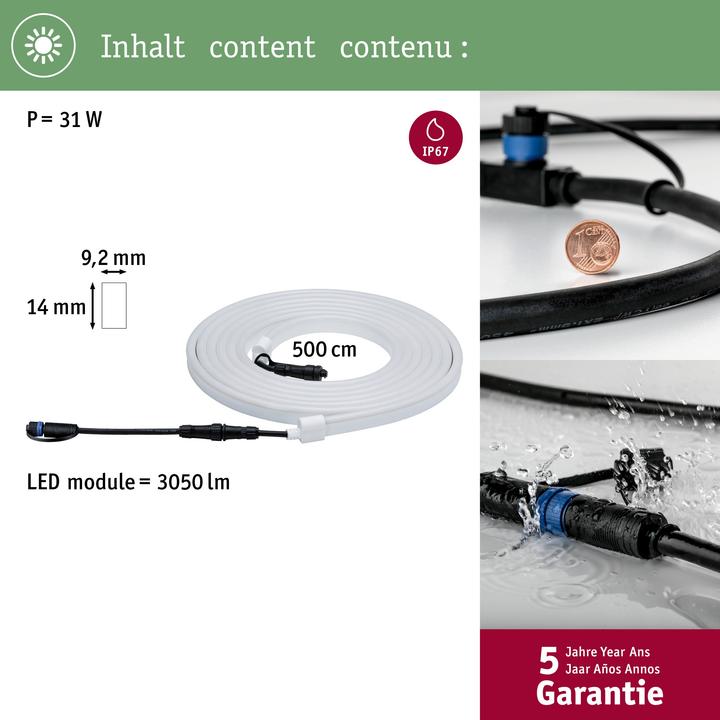 Image du produit Paulmann Bande LED Plug & Shine (Blanc chaud, 500 cm, Extérieur)