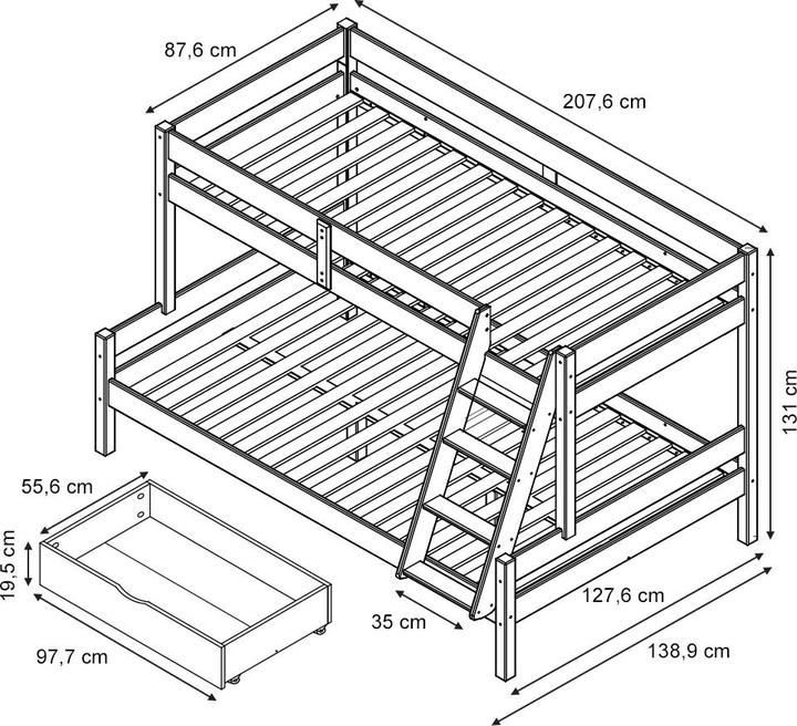 Produktbild VitaliSpa Everest mit Schubladen (120 x 200 cm)