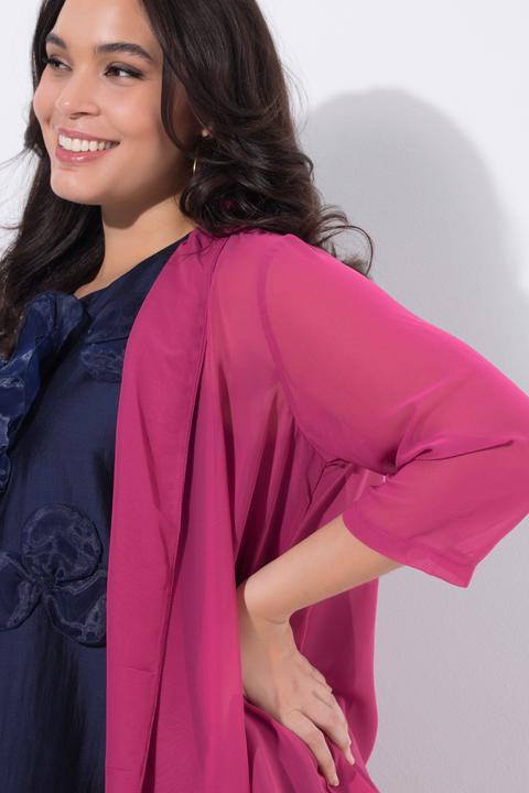 Actual product image Ulla Popken Oversized Shawl Collared Chiffon Jacket (54)