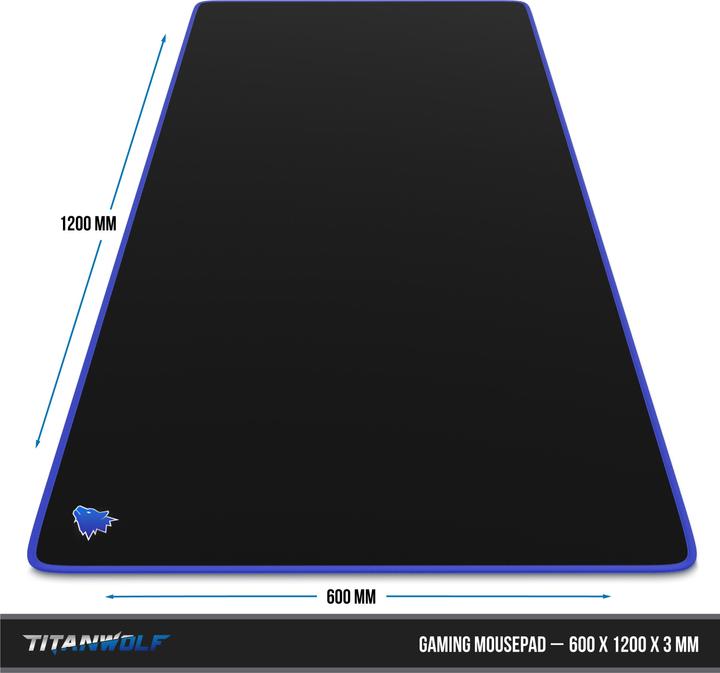 Actual product image Titanwolf Gaming Mouse Pad, XXXL Speed Mouse Mat 1200 x 600 mm, Speed & Precision, Symbol Blue