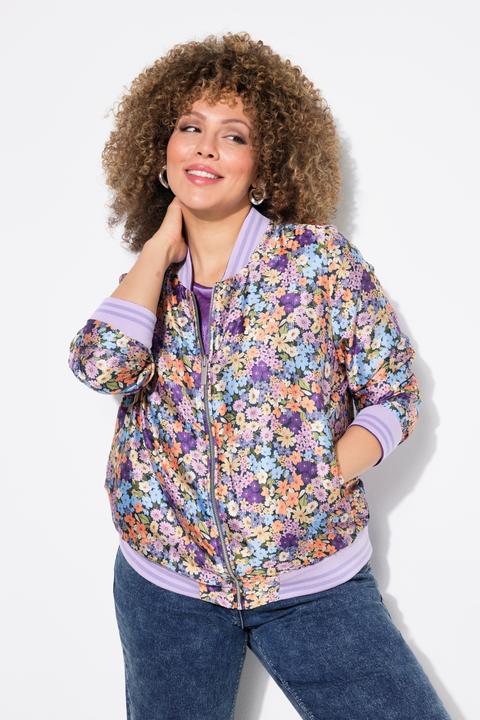 Actual product image Ulla Popken Reversible Floral Print College Collar Jacket (50, 52)
