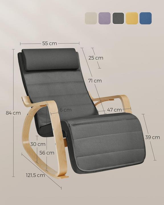 Actual product image Songmics Schaukelstuhl Verstellbar Belastbar Wohnzimmer Dunkelgrau