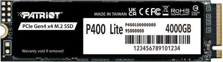 Actual product image Patriot SSD 4TB M.2 P400 Lite PCIe 4.0 3500/2700 (4000 GB, M.2 2280)