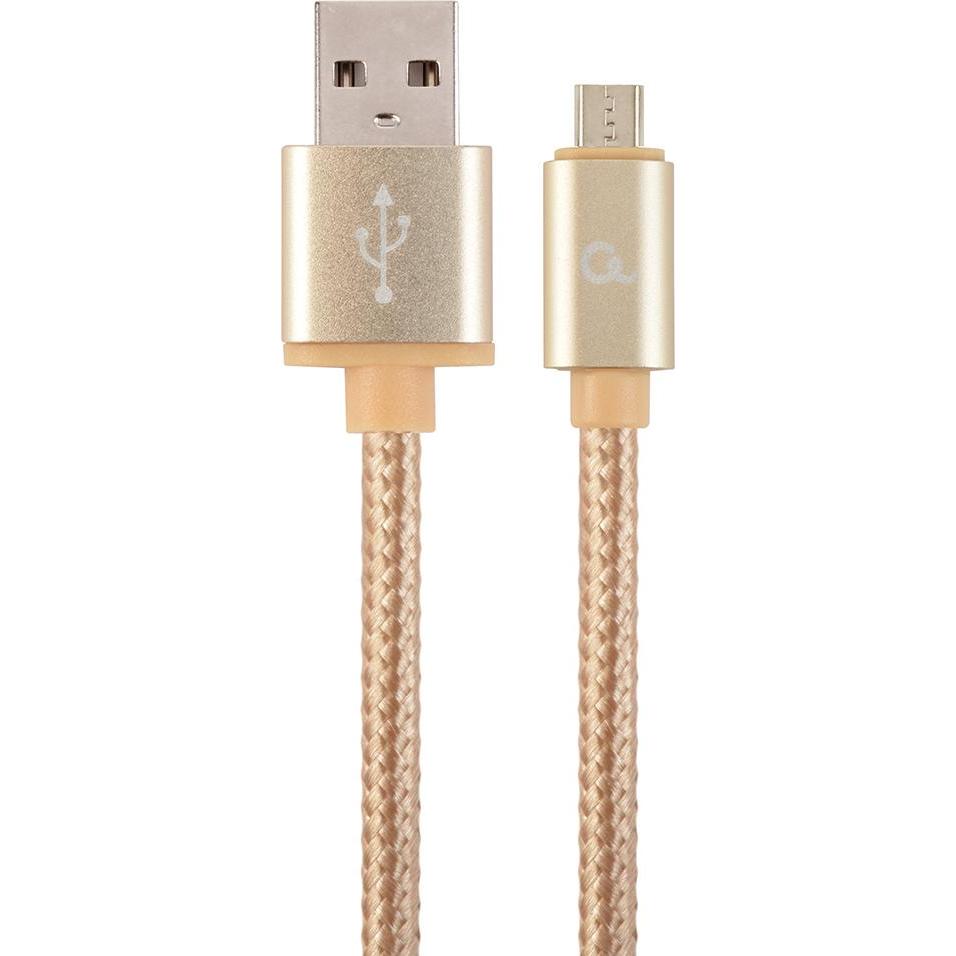 Gembird ! Baumwolle geflochtenes Micro-USB-Kabel / 1,8 m / Gold (1.80 m, USB 2.0), USB Kabel