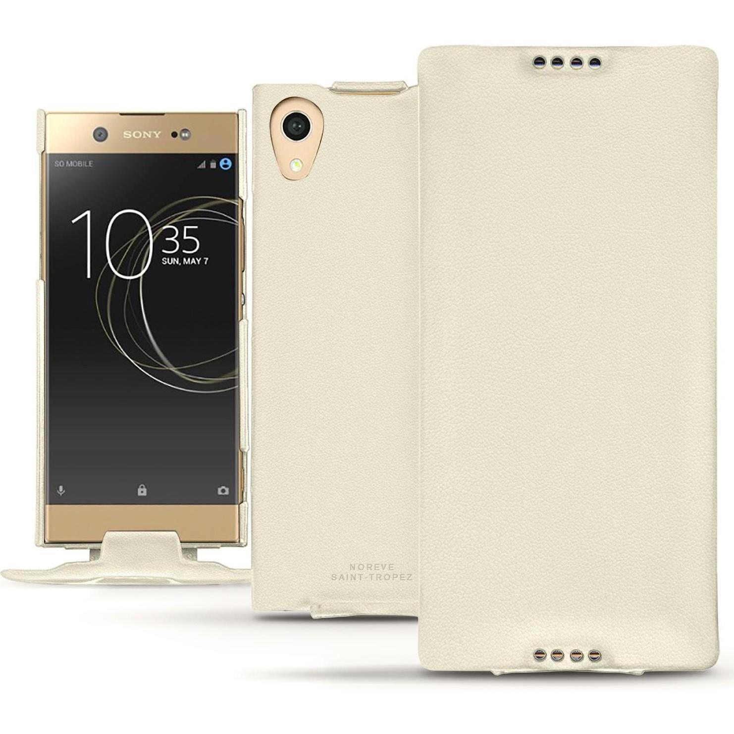 Noreve Lederschutzhülle vertikal (Sony Xperia XA1 Ultra), Smartphone Hülle, Weiss