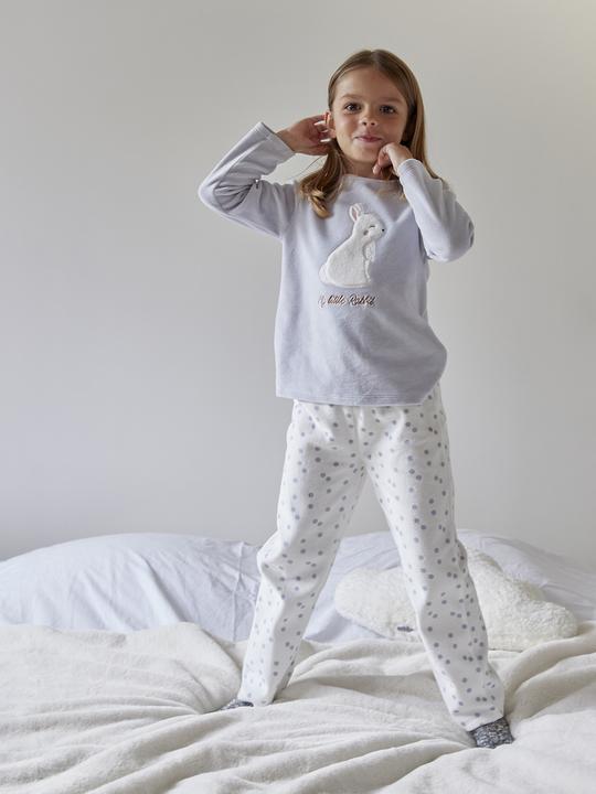 Actual product image Vertbaudet Samt-Schlafanzug mit Hasen-Applikation Mädchen, Recycling-Polyester (86)