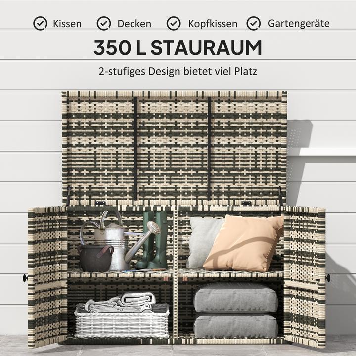 Produktbild Outsunny Rattan-Auflagenbox Stahl, PE-Rattan Mischgrau