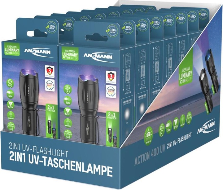 Produktbild Ansmann Taschenlampe Action 400 UV (3.75 cm, 100 lm)