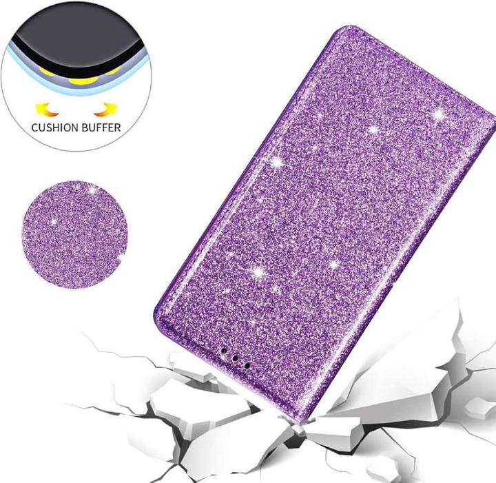 Actual product image Cover-Discount Galaxy A14 - Flip Case Glitter purple (Samsung Galaxy A14)