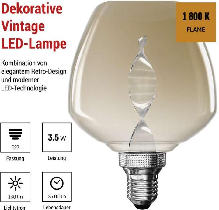 Produktbild Emos LED Lampe DECO S123 / E27 / 3,5 W (14 W) / 130 lm / flame (E27, 130 lm, 1x)