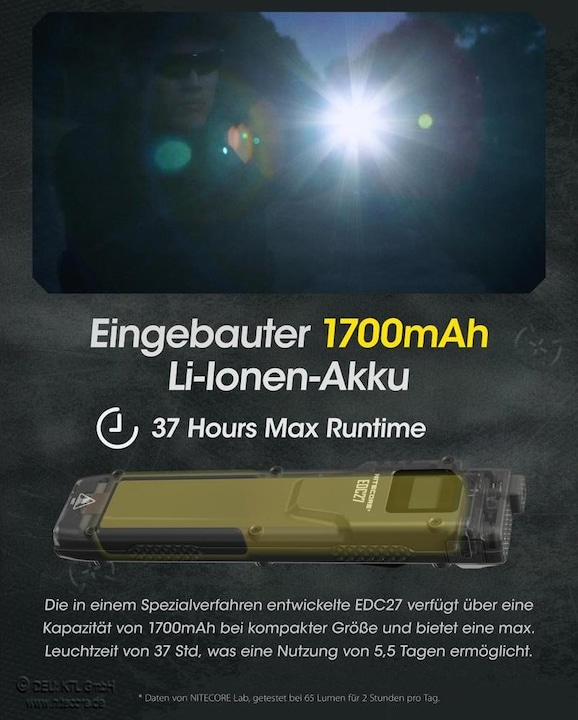 Actual product image Nitecore EDC27 incl. battery - 3000 lumen (13.56 cm, 3000 lm)