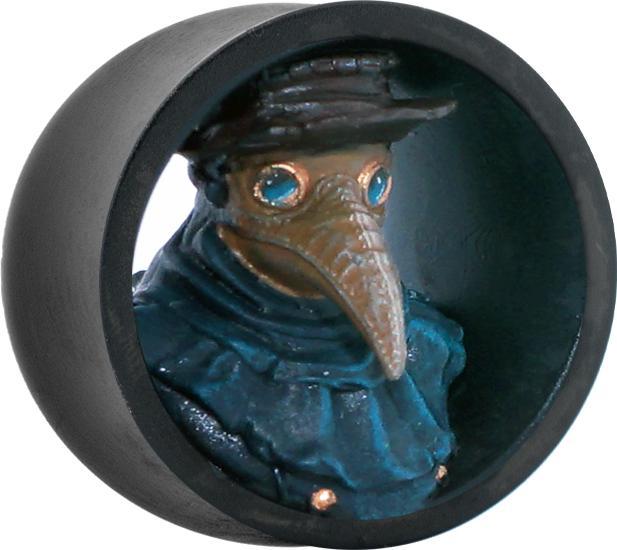 Image du produit Star Piercing Flared Tunnel noir Pestdoktor gauche (sans laiton, Acier chirurgical 316L)