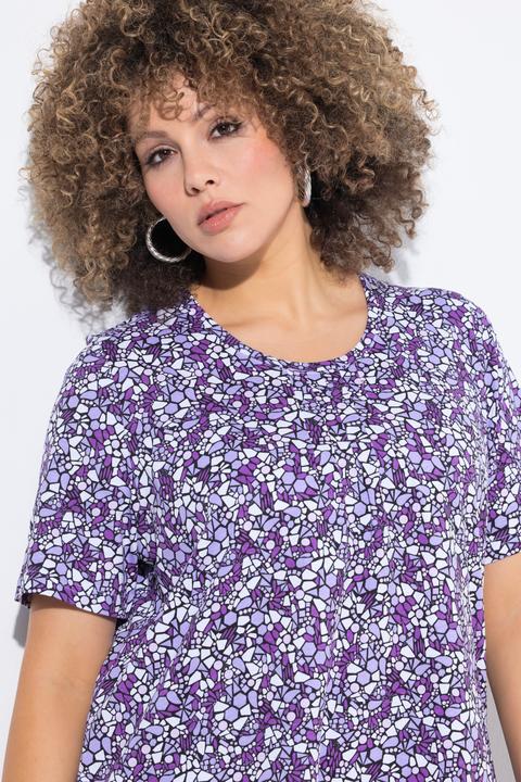Produktbild Ulla Popken T-Shirt, Zipfelsaum, A-Linie, Biesen, Rundhals, Halbarm (58)