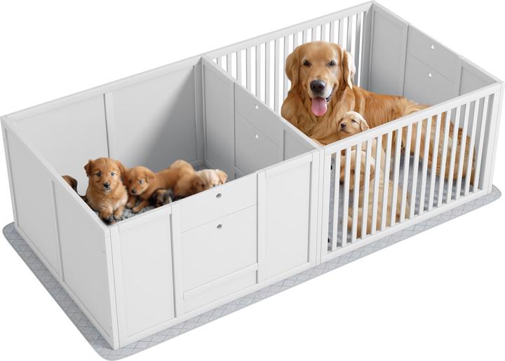 PawHut Wurfkiste Kiefernholz, MDF Weiss (Cuccia per cani)