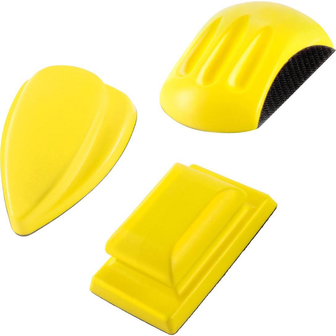 Stahlwerk, Schleifmittel, Handschleifblock 3er Set aus PU-Schaumstoff mit Klett-Schleifmittel (P240, P100, P80, P180, P3...