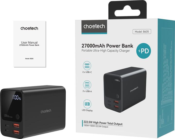 Actual product image Choetech B635BK (27000 mAh, 222.50 W, 99.90 Wh)