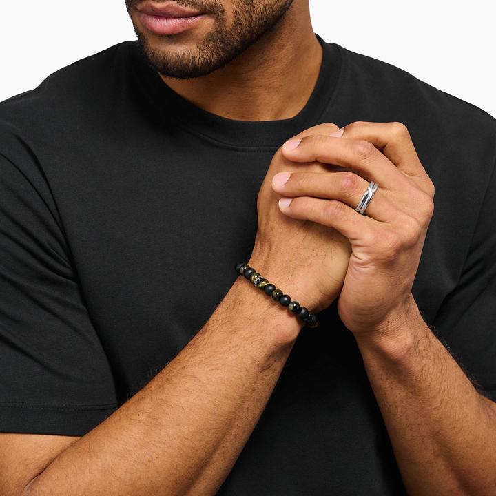 Actual product image Thomas Sabo Armband Obsidian und Tigerauge (17 cm, Obsidian, Silver, Tiger's eye)
