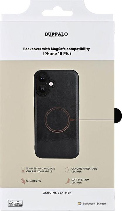 Productafbeelding Buffalo Leather Backcover MagSeries - iPhone 16 Plus Black (Apple iPhone 16 Plus)