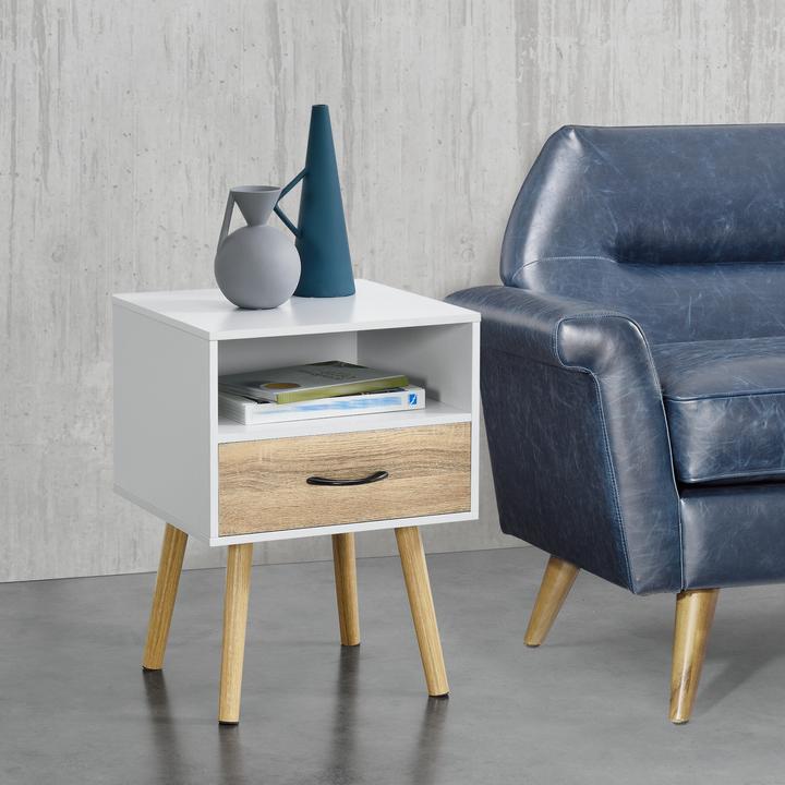 Image du produit En.Casa Table d'appoint Gävle (lot de 2) blanc/chêne