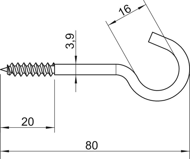Produktbild OBO Bettermann 915 3.9x80 G Deckenhaken m.Holzschraubengewinde 3,9x80mm 3450082 (1 Schraube pro Stück)