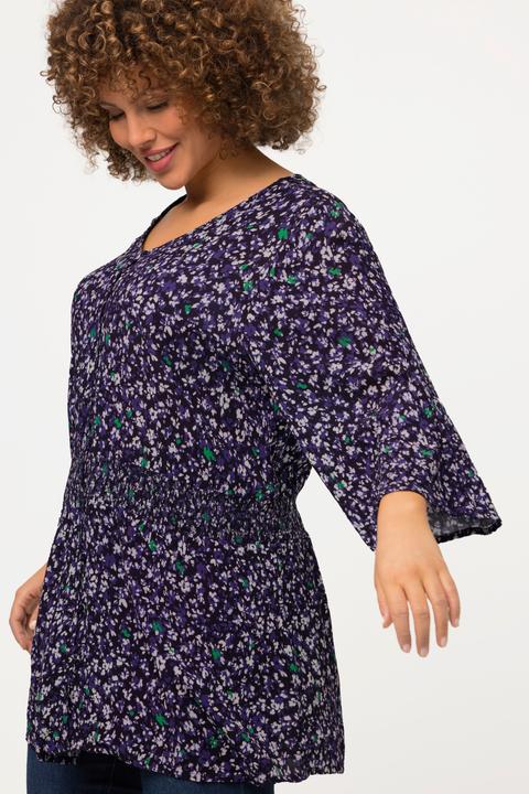 Immagine prodotto Ulla Popken Blusa con inserto a punto smock, scollo a V e maniche a 3/4 (46, 48)