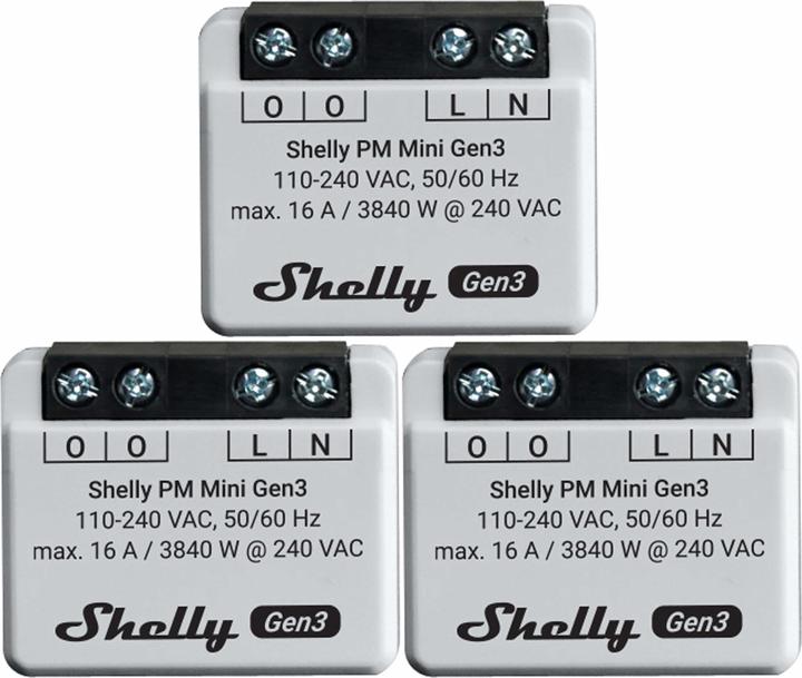 Actual product image Shelly WLAN power meter Plus PM Mini Gen.3, white, 3 pieces