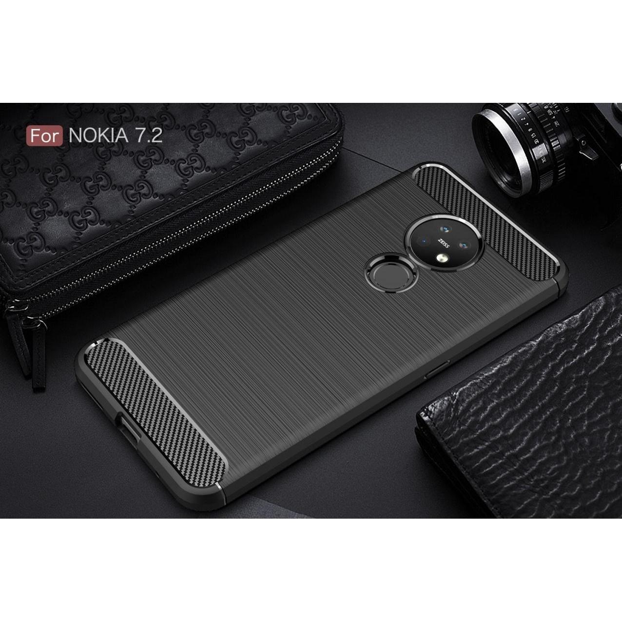 Thumbnail - Screenguard Nokia 7.2 Hülle Carbon Brushed Soft TPU (Nokia 7.2), Smartphone Hülle, Schwarz