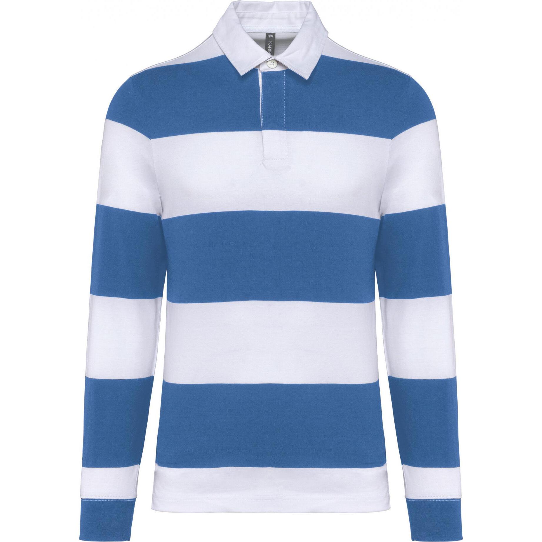 Kariban, Herren, Shirt, Gestreiftes Poloshirt langarm, Blau, (XS)
