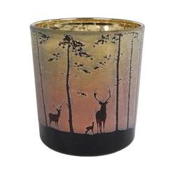 Portacandele, Porta tealight Forest S in vetro verde/rosso 7,5X7,5X8 cm