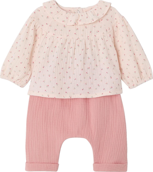 Actual product image Vertbaudet Baby-Set mit Volants: Bluse & Haremshose, Musselin (68)