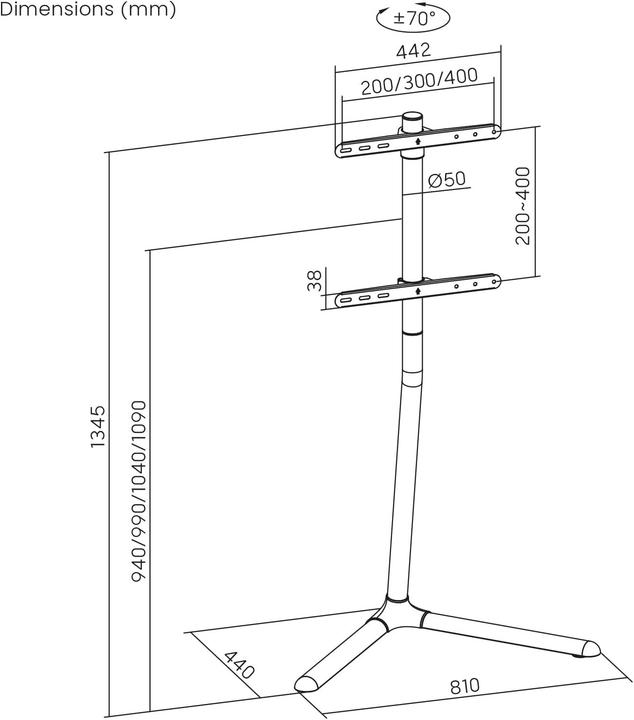 Produktbild Maclean Bodenhalterung für TV 32-70 max. VESA 400x400 max. 40kg MC-494 (40 kg, 32" - 70")