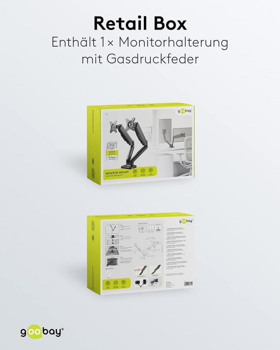 Actual product image Goobay Double monitor mount with gas pressure spring (Table, 32", 9 kg)