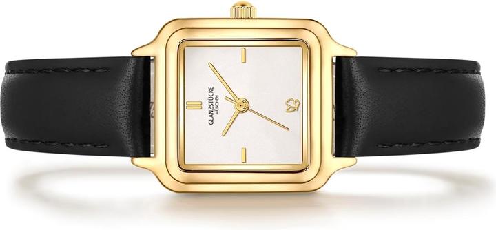 Actual product image Glanzstücke München Damen Quarzuhr gelbgold Echtleder schwarz - 38040 (25 mm)