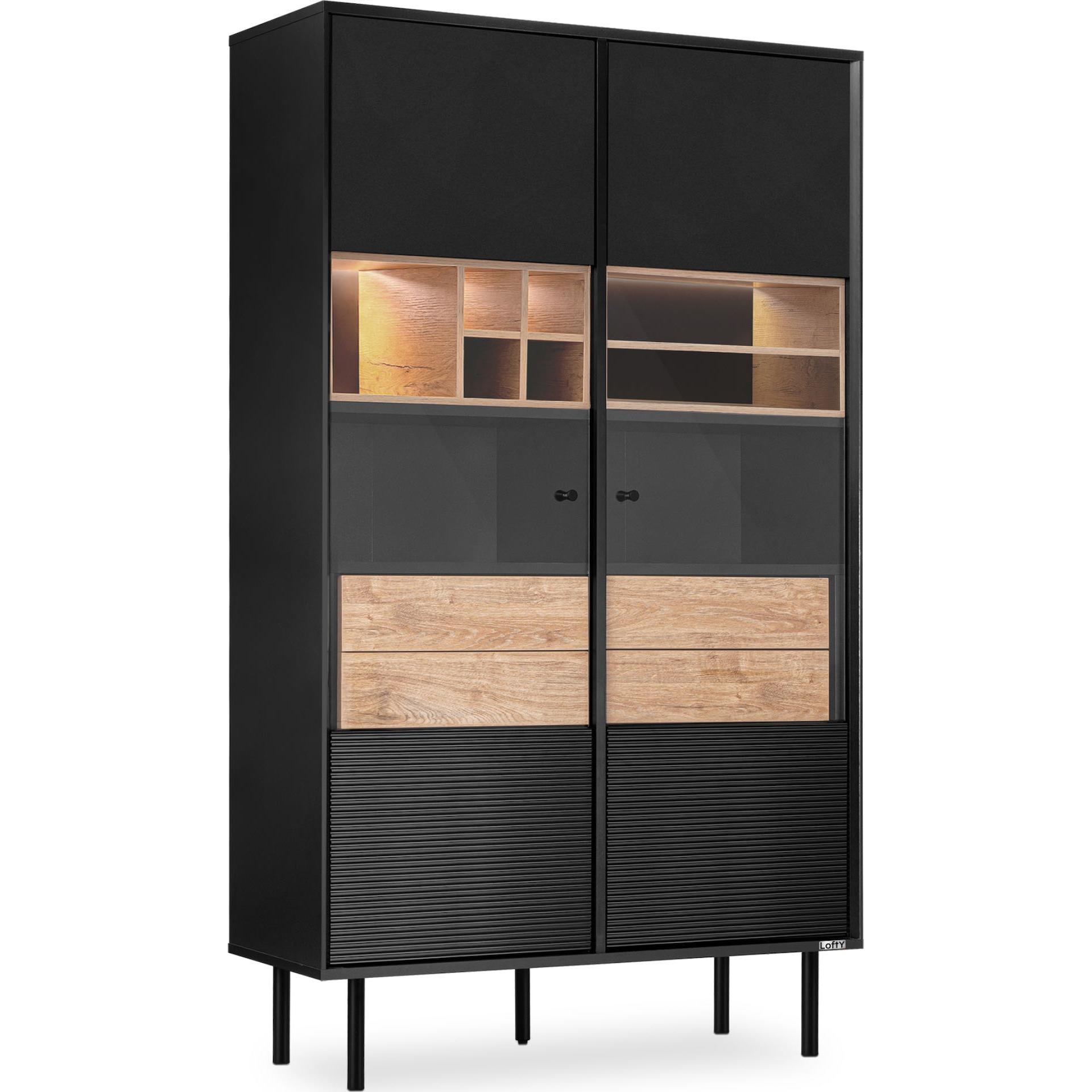 Konsimo, Vitrine + Buffetschrank, Lofty (101.5 x 174 x 41 cm)