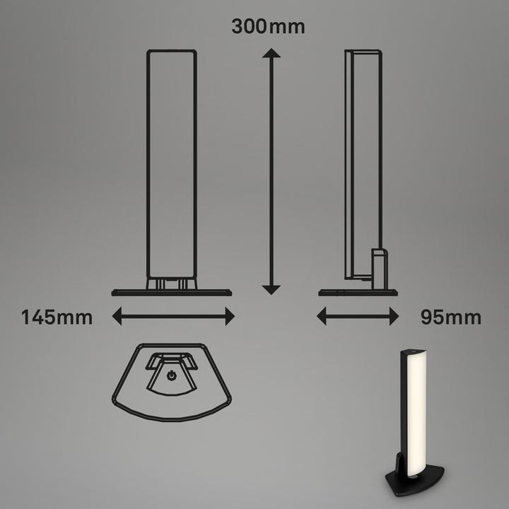 Actual product image Briloner Battery LED table and wall lamp, IP44, black, 1xLED platinum/7W (600 lm)