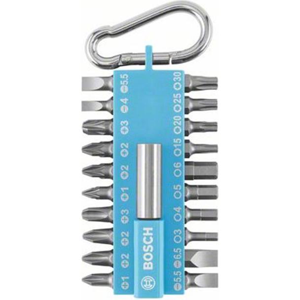 DIY, Bits, 21-teiliges Schrauberbit-Set mit Snap-hook (hellblau) (SL 6.5, SL 5.5, HEX6, PZ1, HEX4, PH2, T15, T25, PH3, T...