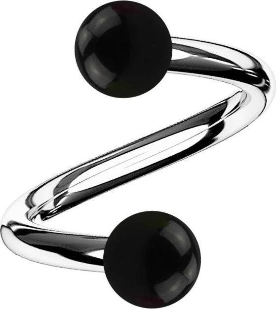 Immagine prodotto Star Piercing Micro spirale argento con due sfere nere (Materiale sintetico, Acciaio chirurgico 316L, senza ottone)