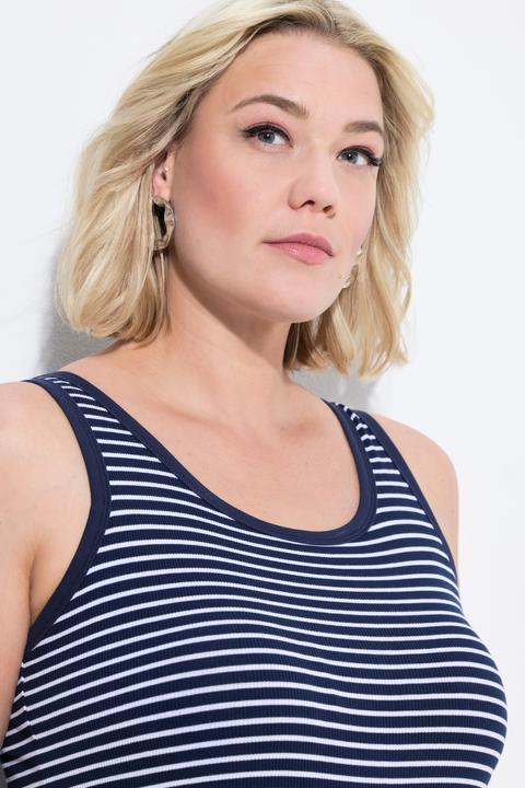 Image du produit Ulla Popken Top sans manches à rayures, avec soutien-gorge intégré, décolleté rond (58)