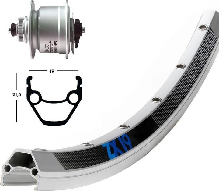 Produktbild Exal ZX19 VR 28" Shimano Nabendynamo Centerlock QR (Vorderrad, 28")