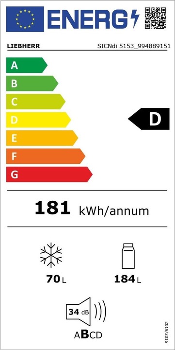 Energie-Label Liebherr Integrierbare Kühl-Gefrierkombination mit EasyFresh und NoFrost (254 l)