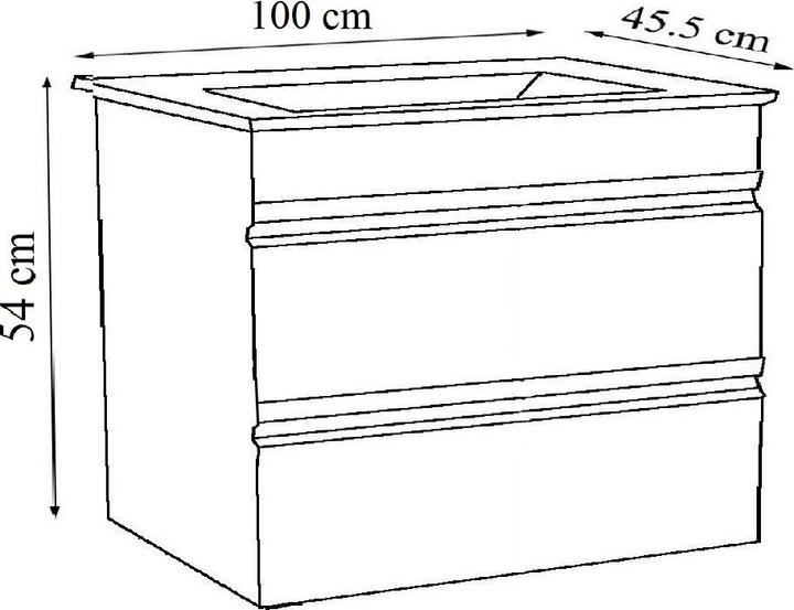 Produktbild VCM 3-tlg. Waschplatz Waschtisch 100 cm Badmöbel Set Waschbecken grifflose Schublade Spiegelschrank