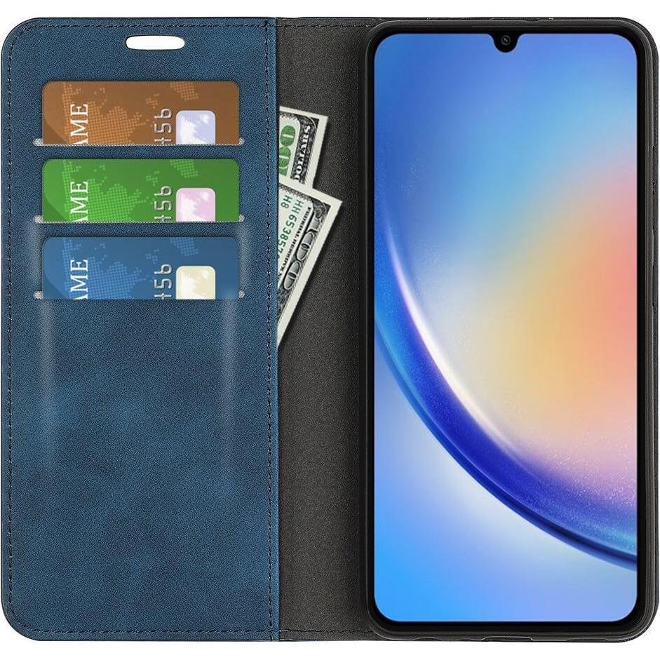 Thumbnail - Cover-Discount Galaxy A35 - Stand Flip Case Hülle blau (Samsung Galaxy A35), Smartphone Hülle, Blau